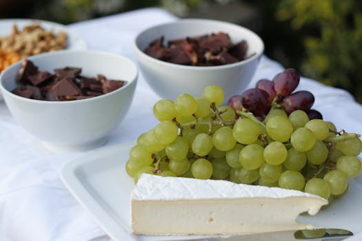 delicious snack platter of fruits and nuts